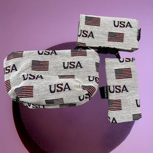 Dixie Bags Patriotic U.S.A. 3 Piece Set Clutch Glasses Case and Checkbook Cover